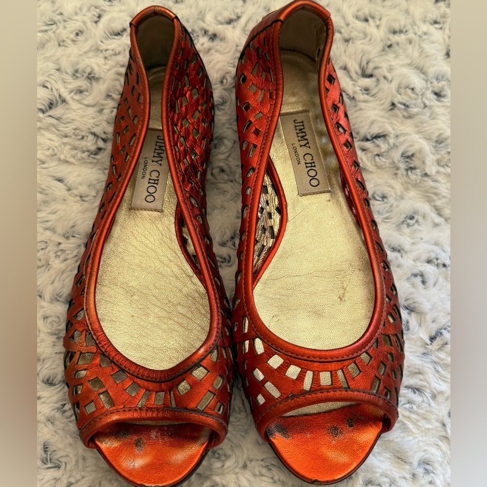 Jimmy Choo Orange Flats Elegant Design